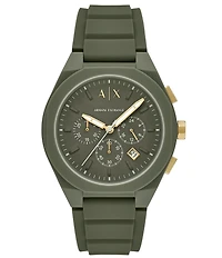 Armani Exchange Men's Sync Rd. Quartz Chronograph Green Silicone Strap Watch