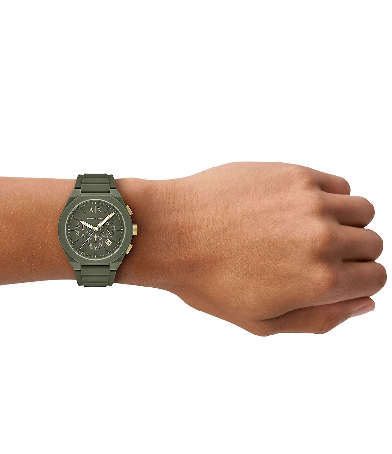 Armani Exchange Men's Sync Rd. Quartz Chronograph Green Silicone Strap Watch