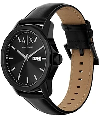 Armani Exchange Men's Three Hand DayDate Leather Watch Gift Set