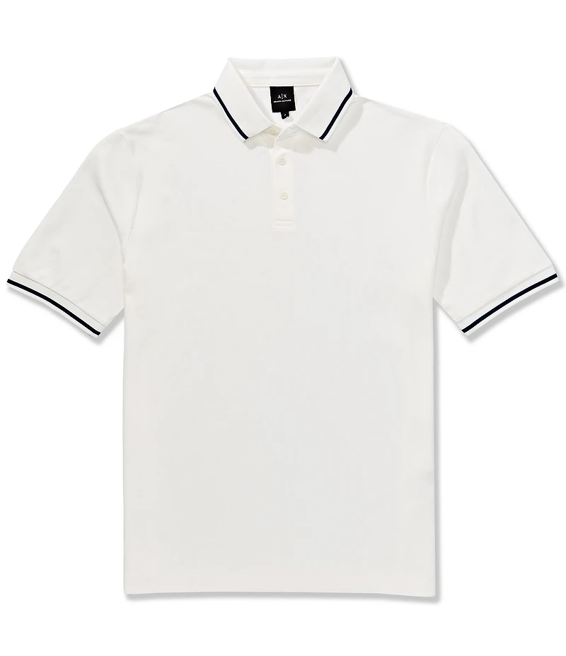Armani Exchange Mercerized Cotton Tipped Short Sleeve Polo Shirt