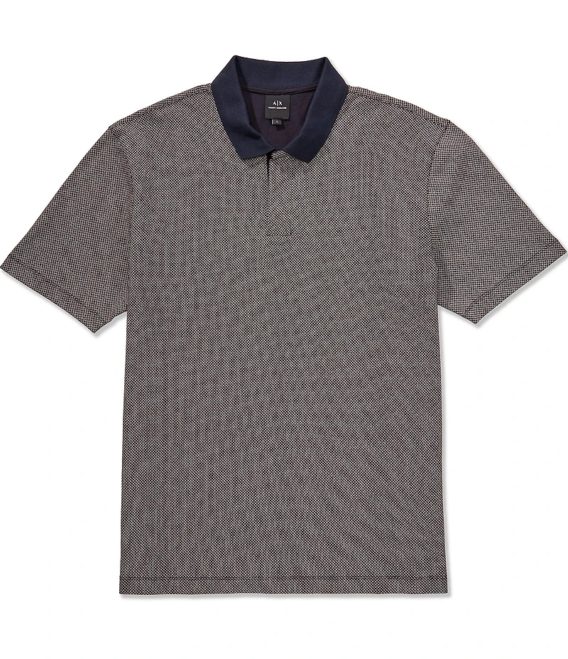 Armani Exchange Micro Pattern Stretch Short Sleeve Polo Shirt