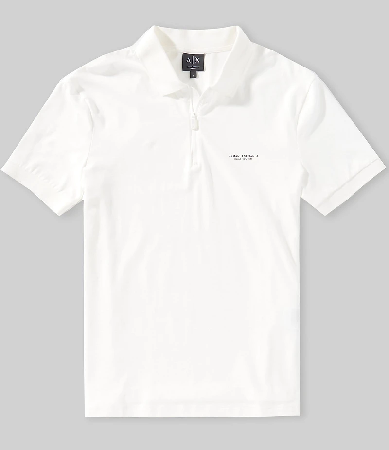 Armani Exchange Milano New York Quarter Zip Short Sleeve Polo Shirt