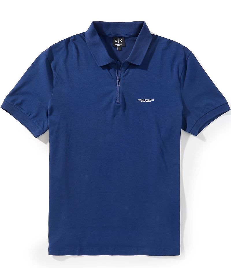 Armani Exchange Milano New York Quarter Zip Short Sleeve Polo Shirt