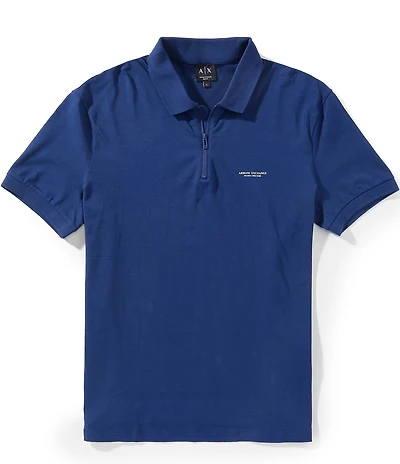 Armani Exchange Milano New York Quarter Zip Short Sleeve Polo Shirt