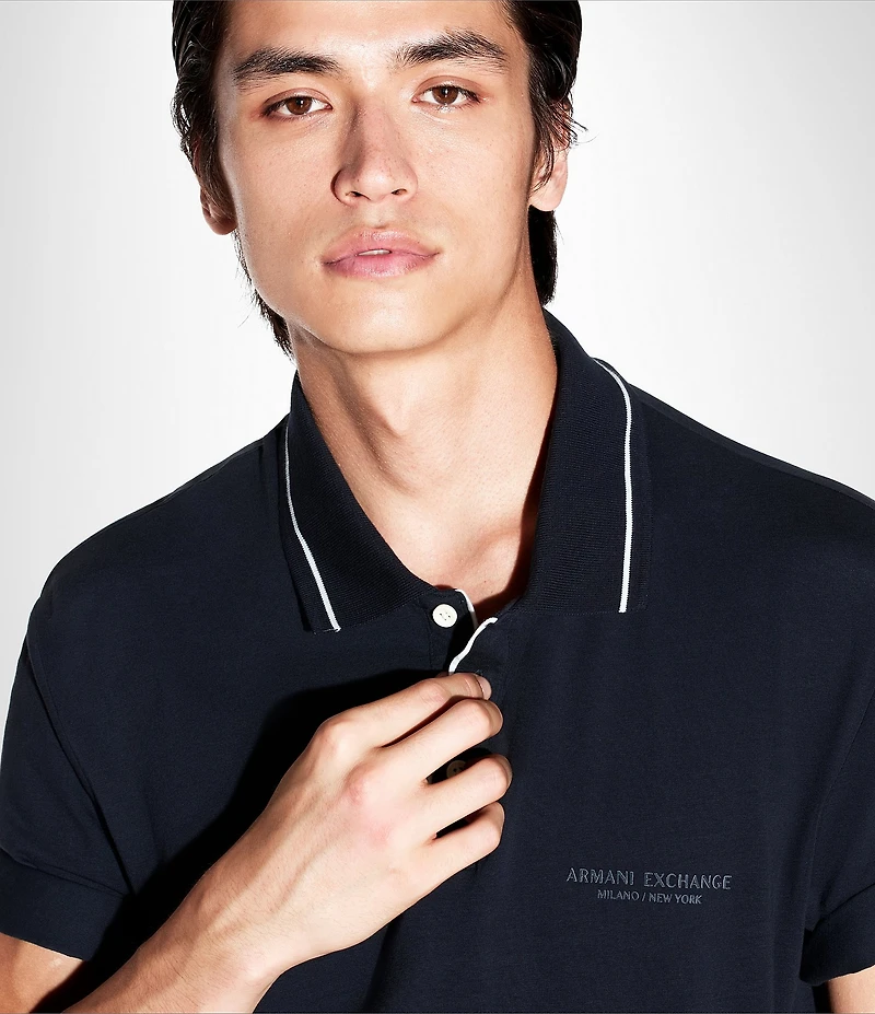 Armani Exchange Milano/NY Chest Logo Short Sleeve Polo Shirt