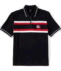 Armani Exchange Pique Chest Tape Quarter-Zip Short Sleeve Polo Shirt