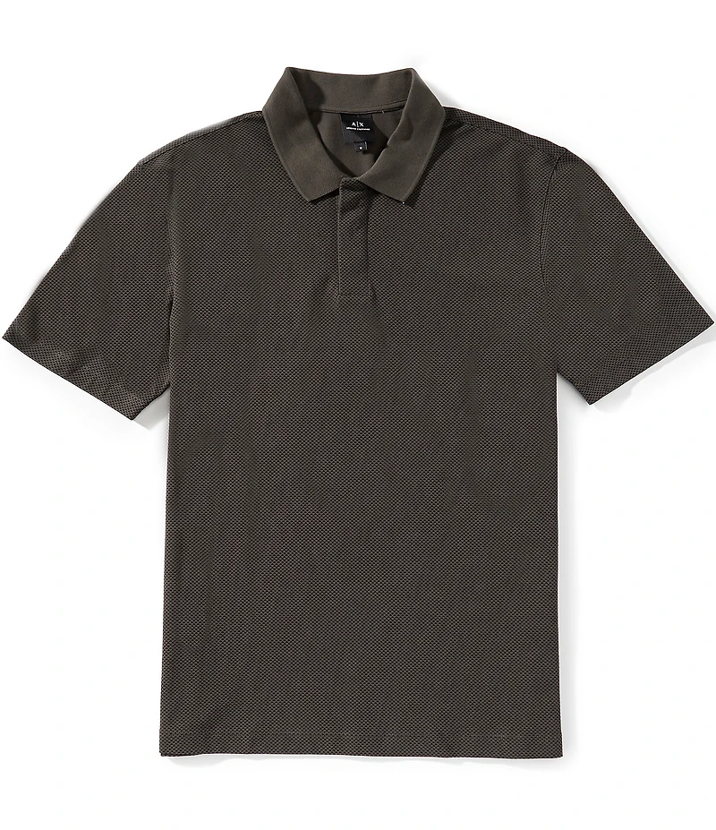 Armani Exchange Pyramid Print Stretch Short Sleeve Polo Shirt