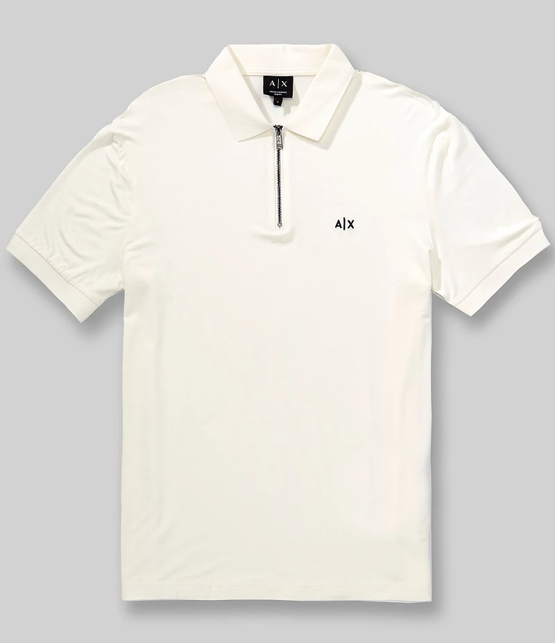 Armani Exchange Quarter-Zip Short Sleeve Polo Shirt