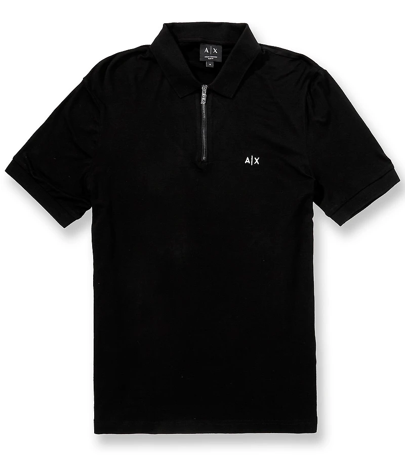 Armani Exchange Quarter-Zip Short Sleeve Polo Shirt