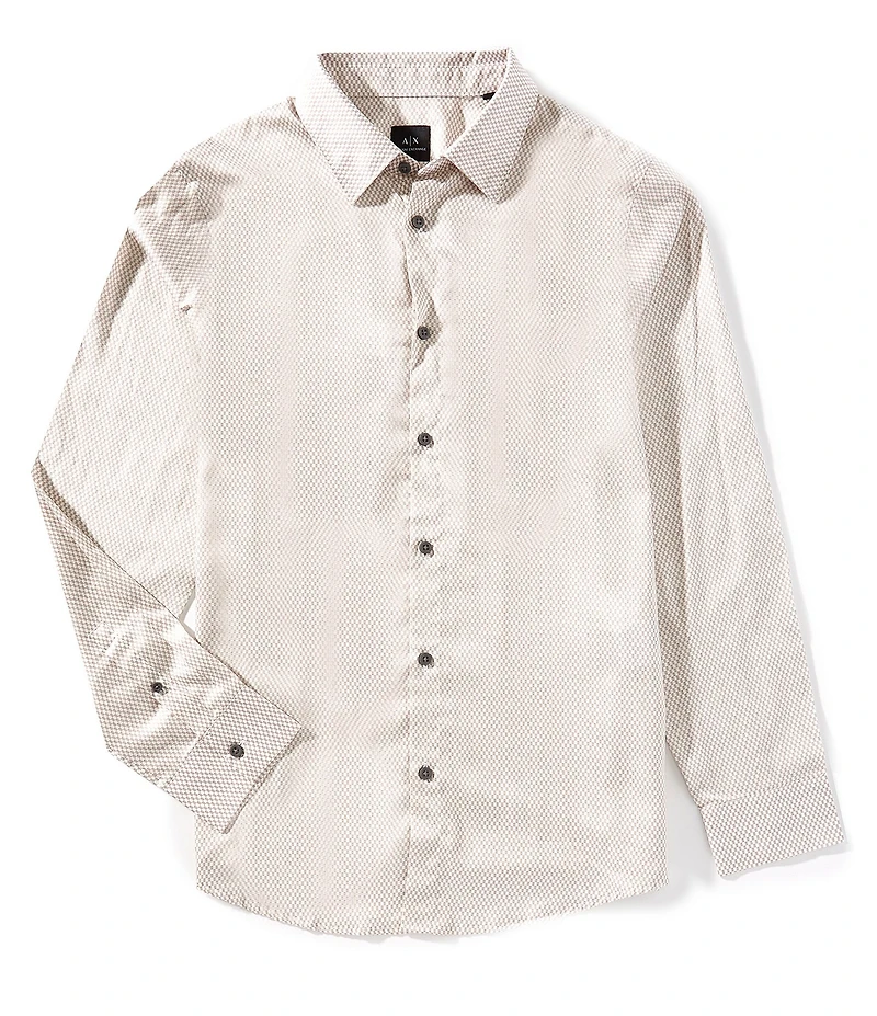 Armani Exchange Satin Check Long Sleeve Woven Shirt