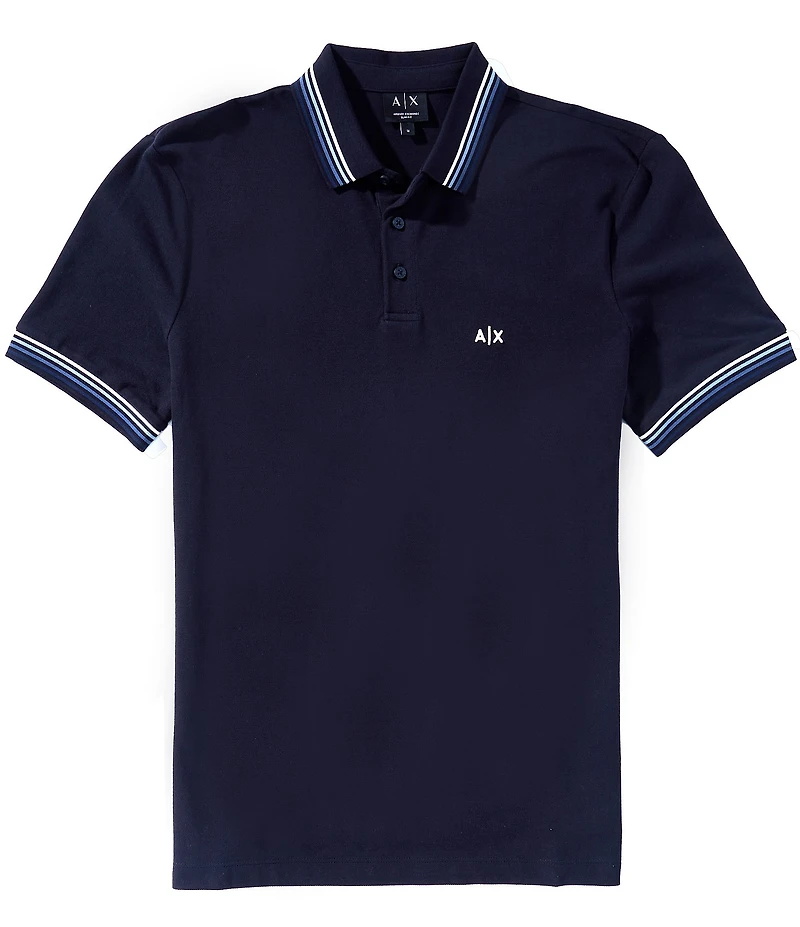 Armani Exchange Short Sleeve Solid Pique Polo Shirt