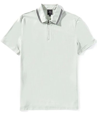 Armani Exchange Slim Fit Cotton Pique Quarter-Zip Short Sleeve Polo Shirt