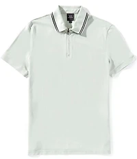 Armani Exchange Slim Fit Cotton Pique Quarter-Zip Short Sleeve Polo Shirt