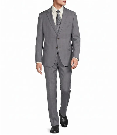 Armani Exchange Slim Fit Flat Front Plaid 2-Piece Suit