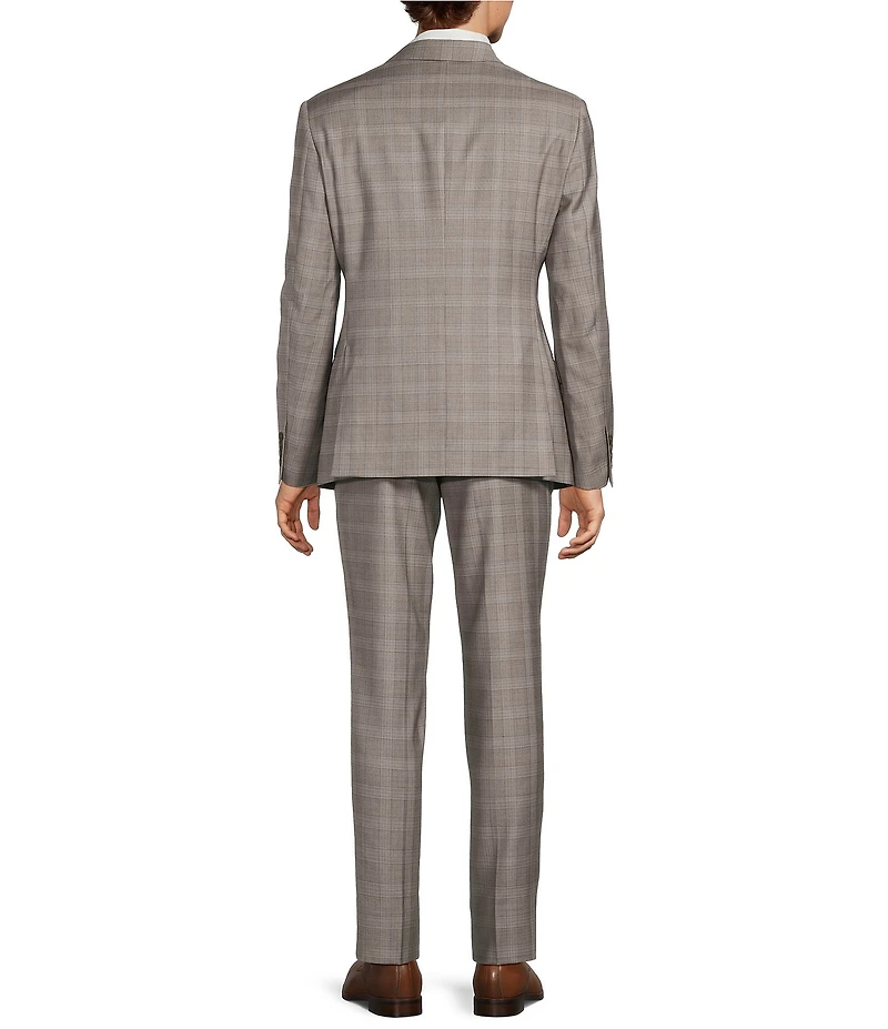 Armani Exchange Slim Fit Flat Front Plaid Wool 2-Piece Suit
