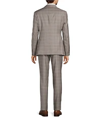 Armani Exchange Slim Fit Flat Front Plaid Wool 2-Piece Suit