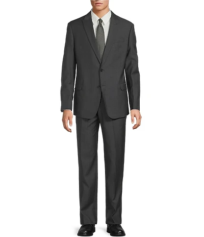 Armani Exchange Slim Fit Flat Front Wool Solid 2-Piece Suit