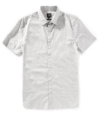 Armani Exchange Slim Fit Hourglass Print Stretch Short Sleeve Woven Shirt