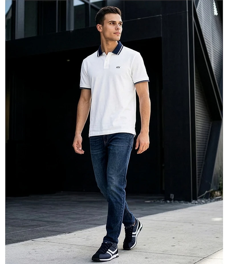 Armani Exchange Slim Fit Pique Short Sleeve Polo Shirt