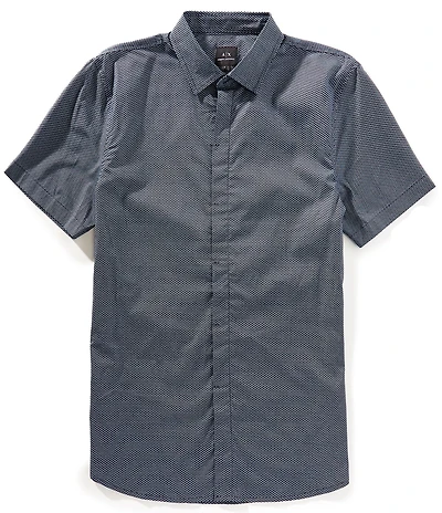 Armani Exchange Slim Fit Printed Stretch Short Sleeve Woven Shirt