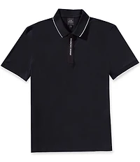 Armani Exchange Slim Fit Zipper Logo Short Sleeve Polo Shirt