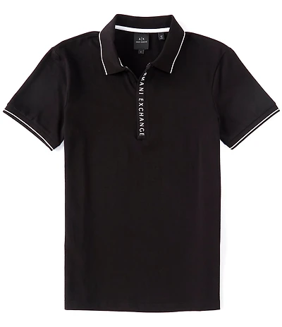 Armani Exchange Slim Fit Covered Logo Zipper Short Sleeve Polo Shirt