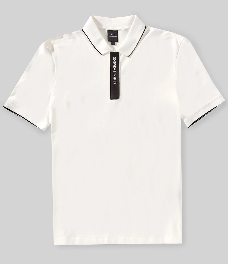 Armani Exchange Slim Fit Zipper Logo Short Sleeve Polo Shirt