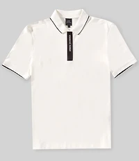 Armani Exchange Slim Fit Zipper Logo Short Sleeve Polo Shirt