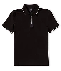 Armani Exchange Slim Fit Zipper Logo Short Sleeve Polo Shirt