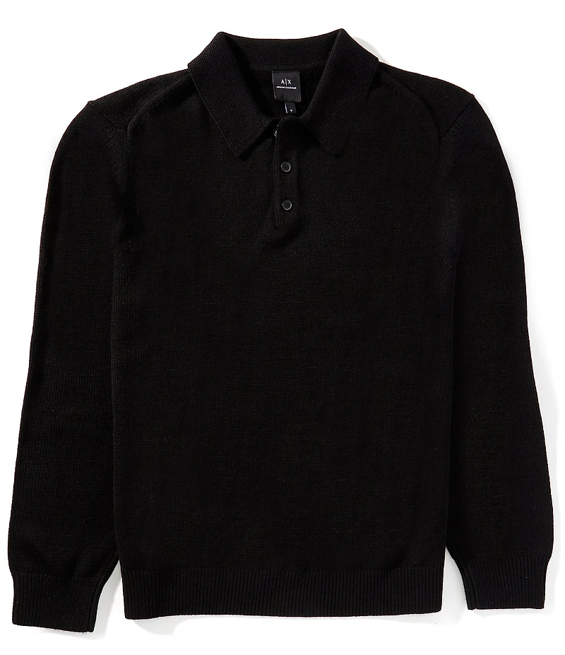 Armani Exchange Solid Long Sleeve Polo Sweater