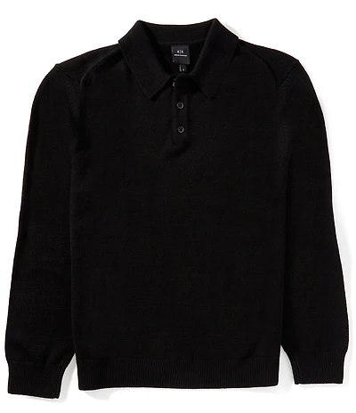 Armani Exchange Solid Long Sleeve Polo Sweater