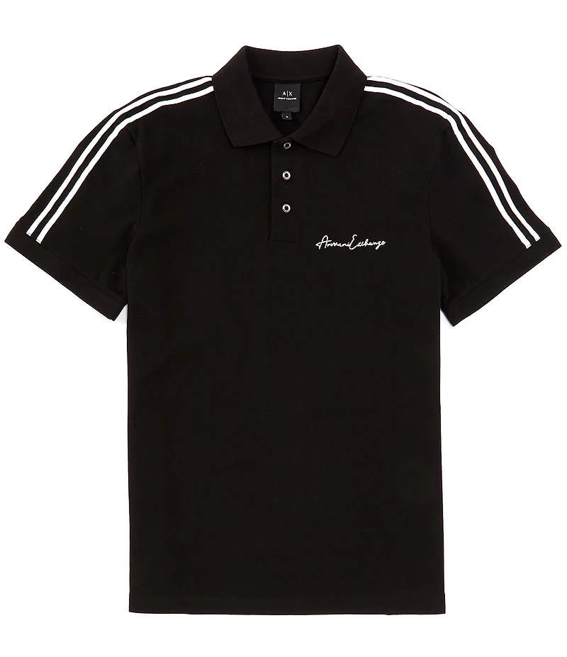 Armani Exchange Stretch Signature Logo Short Sleeve Polo Shirt