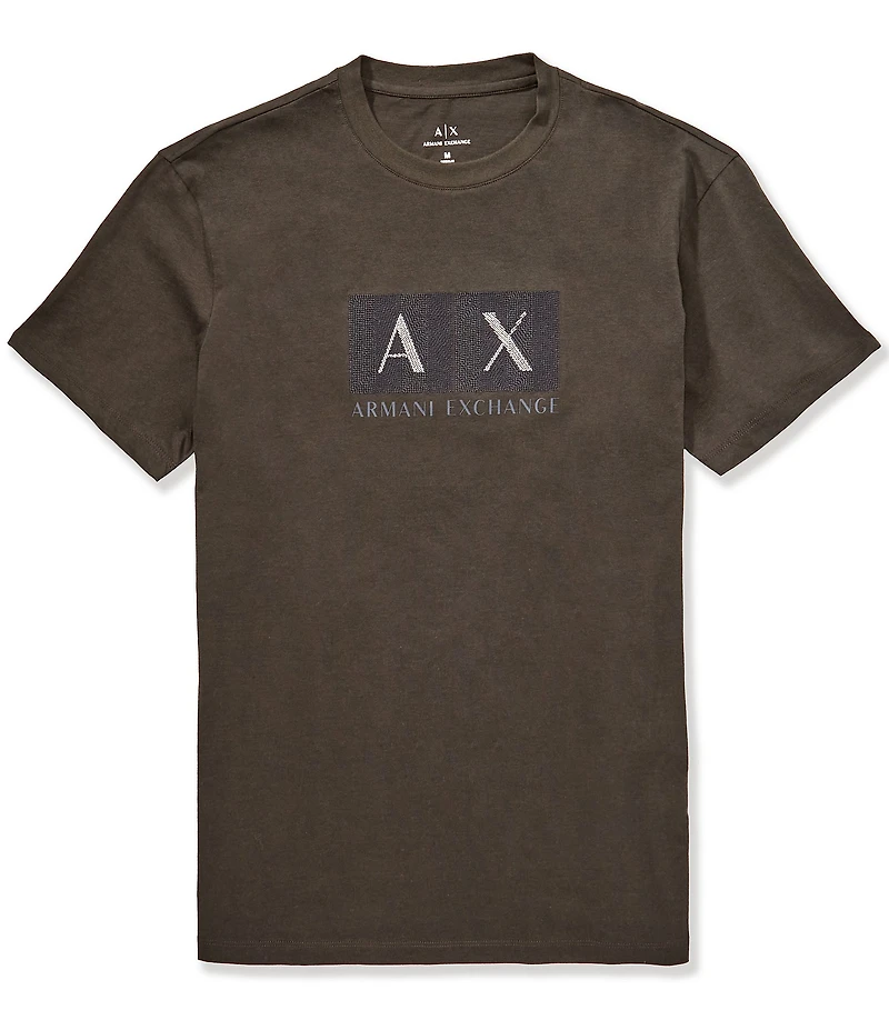 Armani Exchange Textured Grid Box AX Graphic Short Sleeve T-Shirt