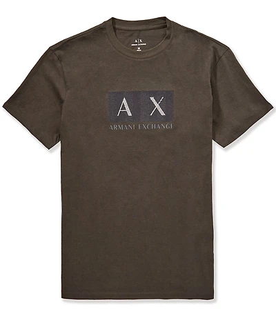 Armani Exchange Textured Grid Box AX Graphic Short Sleeve T-Shirt