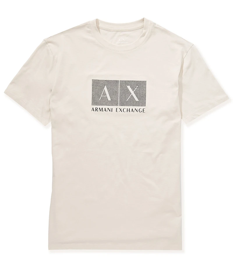 Armani Exchange Textured Grid Box AX Graphic Short Sleeve T-Shirt