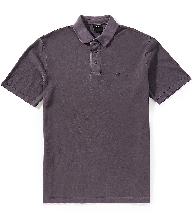 Armani Exchange Washed Pique Short Sleeve Polo Shirt