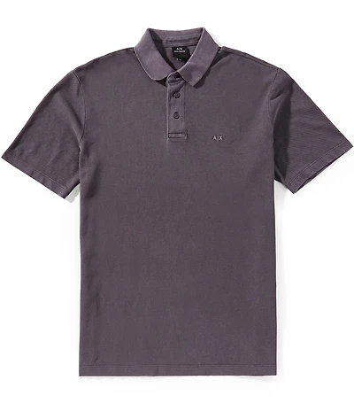 Armani Exchange Washed Pique Short Sleeve Polo Shirt