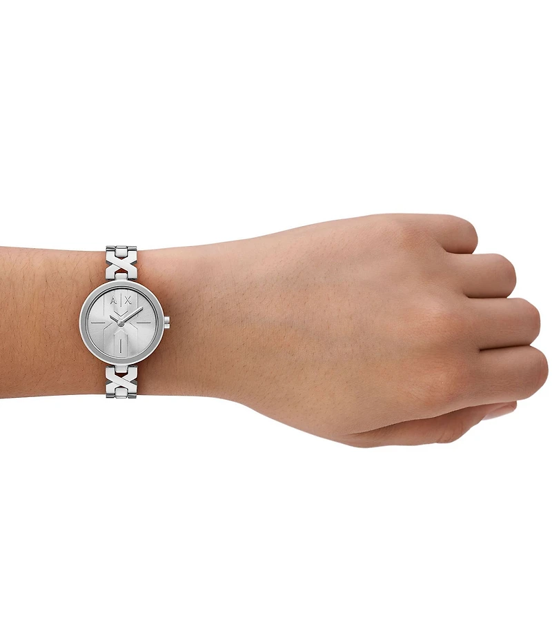Armani Exchange Women's Ava Two Hand Stainless Steel Bracelet Watch