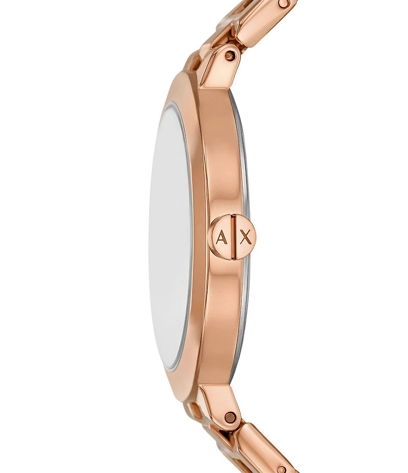 Armani Exchange Women's Jackie Rd. Two Hand Rose Gold Tone Stainless Steel Bracelet Watch Gift Set