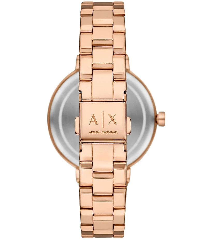 Armani Exchange Women's Jackie Rd. Two Hand Rose Gold Tone Stainless Steel Bracelet Watch Gift Set