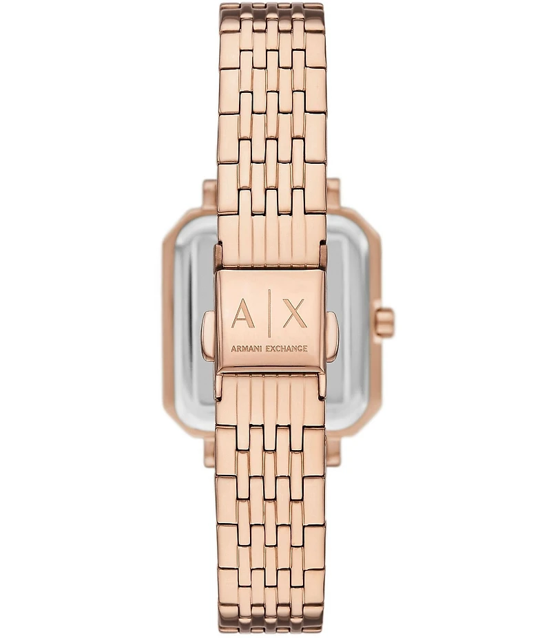 Armani Exchange Women's Leila Three Hand Rose Gold Tone Stainless Steel Heart Bracelet Watch Set