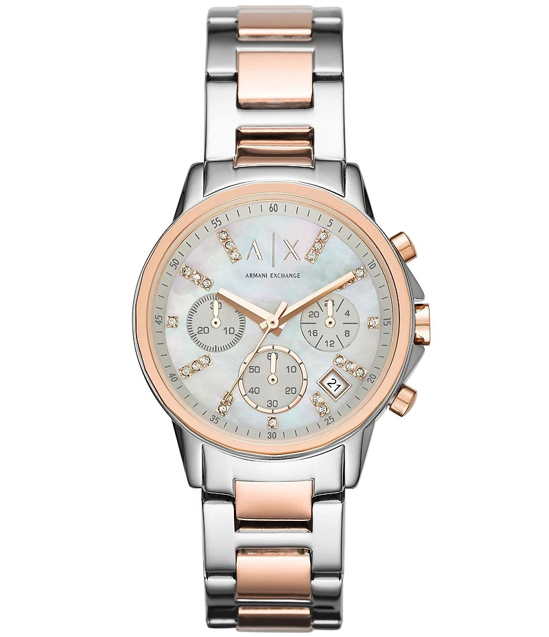 Armani Exchange Women's Quartz Chronograph Two Tone Stainless Steel Watch