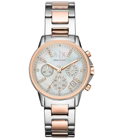 Armani Exchange Women's Quartz Chronograph Two Tone Stainless Steel Watch