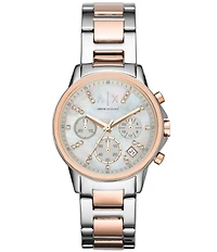 Armani Exchange Women's Quartz Chronograph Two Tone Stainless Steel Watch