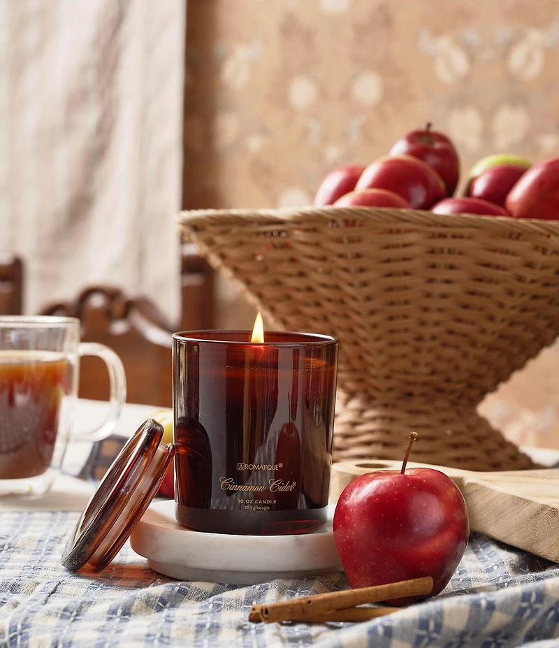Aromatique Cinnamon Cider Foundry Glass Candle with Lid, 10 oz.
