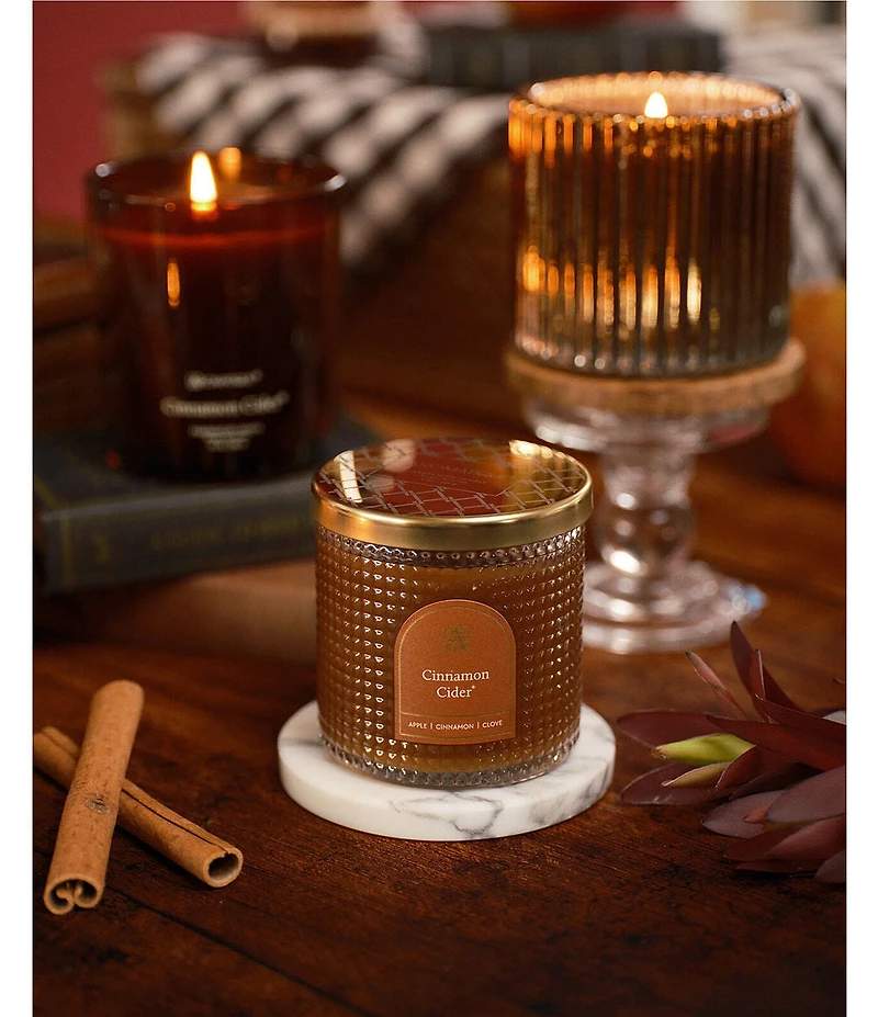 Aromatique Cinnamon Cider Textured Glass Candle with Metal Lid, 6 oz.