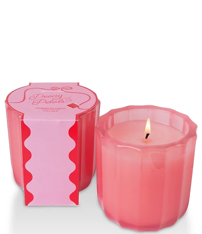 Aromatique Peony Petals Ribbed Glass Candle, 8 oz.