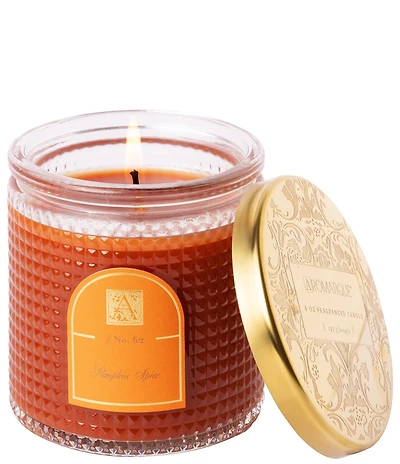 Aromatique Pumpkin Spice Textured Glass Candle with Lid, 6 oz.