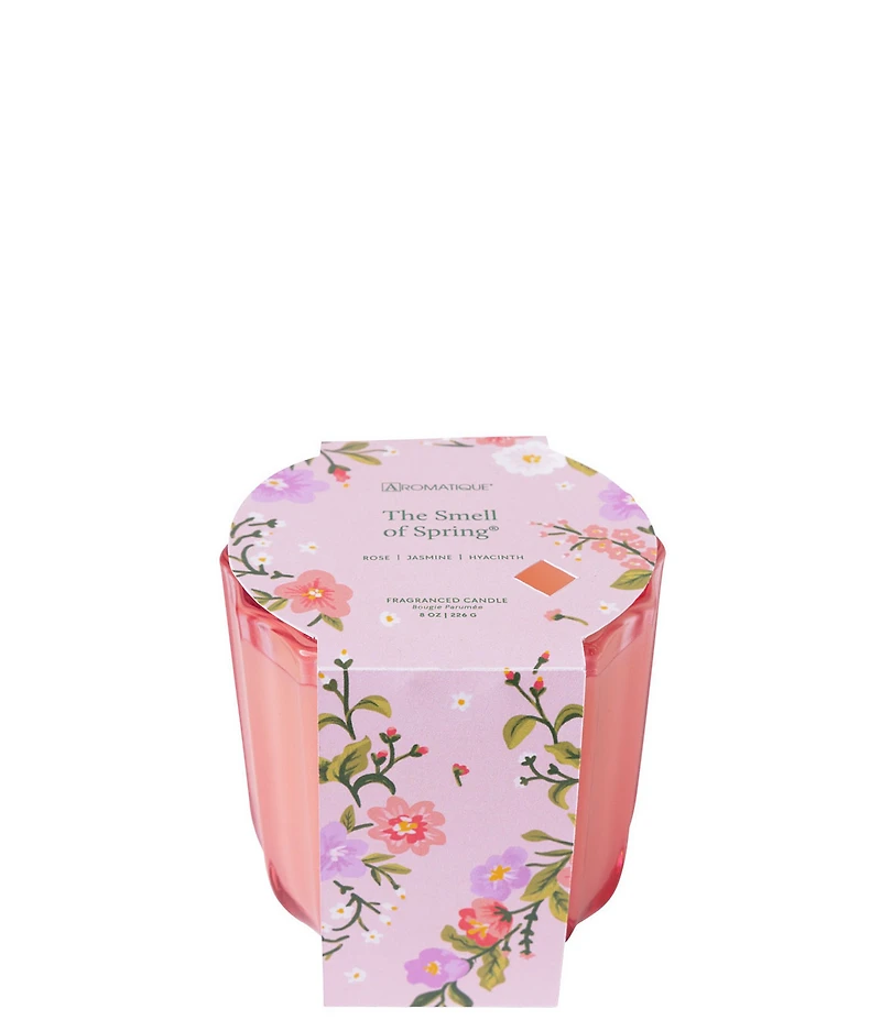 Aromatique The Smell of Spring Ribbed Glass Candle, 8 oz.