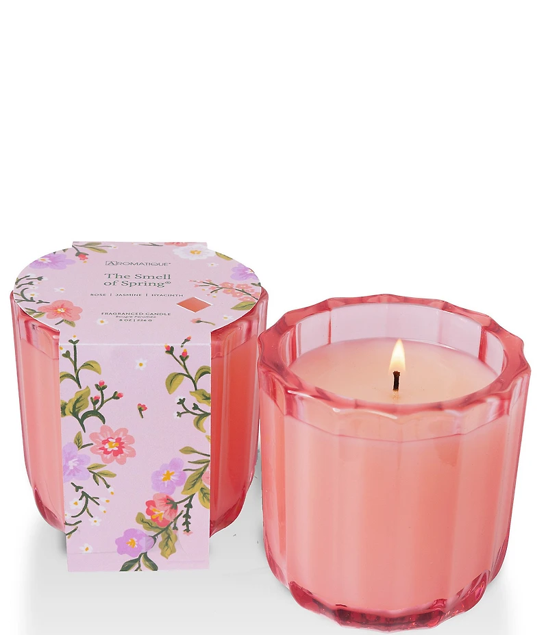 Aromatique The Smell of Spring Ribbed Glass Candle, 8 oz.